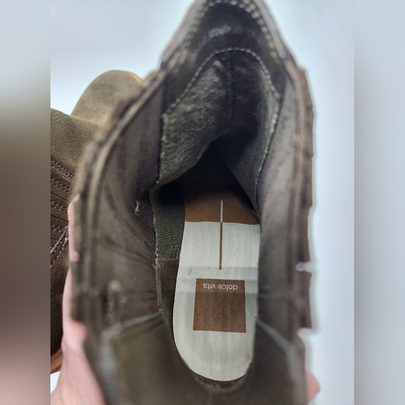 Dolce Vita Waterproof Suede Olive Green Chunky Boots Size 8.5 - Picture 6 of 8